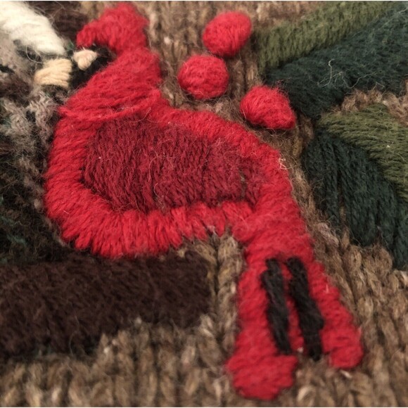 Victoria Jones Ramie Wool Cardigan Womens Sz M VTG Embroidered Patchwork Winter - Picture 11 of 16